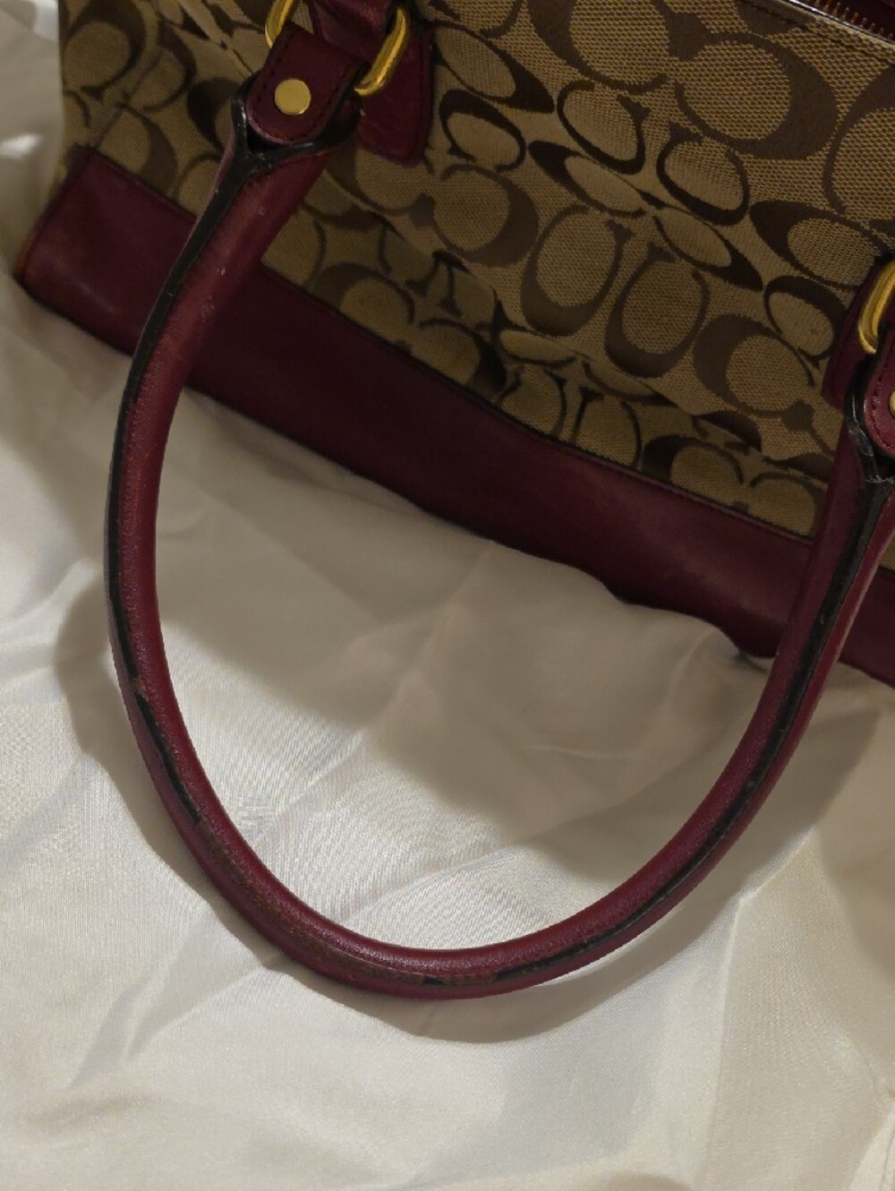 Coach Bag Legacy 25371 Signature C Tassels Burgundy - Picture 9 of 17